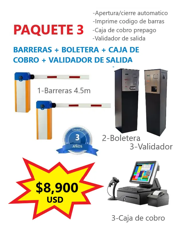Paquete 3 de control de accesos vehiculares: Sistema descentralizado de prepago con validador automático de boletos QR a la salida
